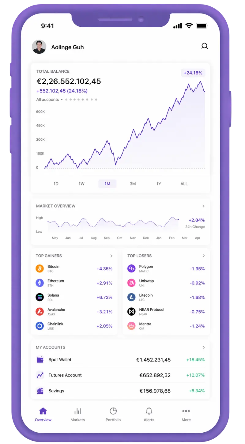 Bohemium AI mobile app showing portfolio overview